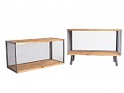Mueble estantería de rejilla y madera 2 estantes