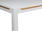 Mesa salón-comedor blanca franjas color madera