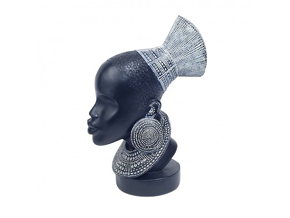 Figura resina mujer africana con ornamentos
