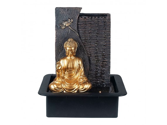Fuente Feng Shui de interior figura Buda y cascada con luces