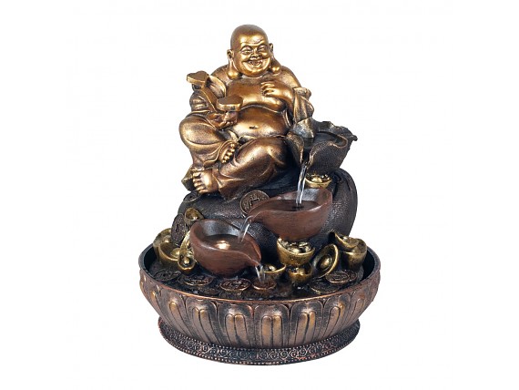 Fuente decorativa con figura de Budha de la riqueza