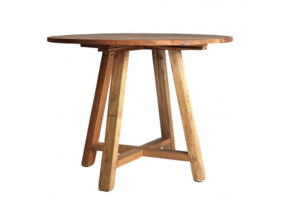 Mesa redonda de madera artesanal
