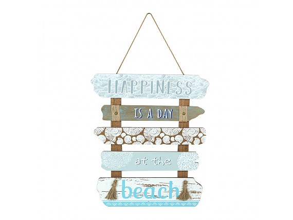 Placa decorativa de madera Felicidad es un día en la playa