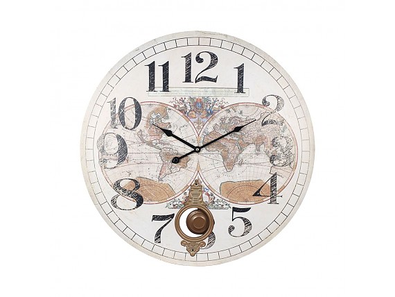 Reloj de pared vintage mapa del mundo 58cm