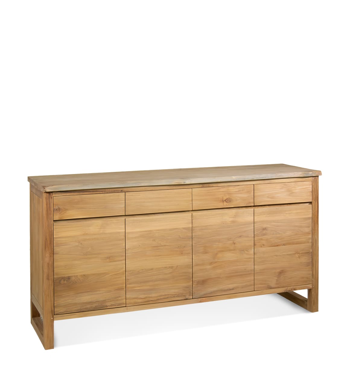 Aparador minimal de madera de teka con puertas y cajones