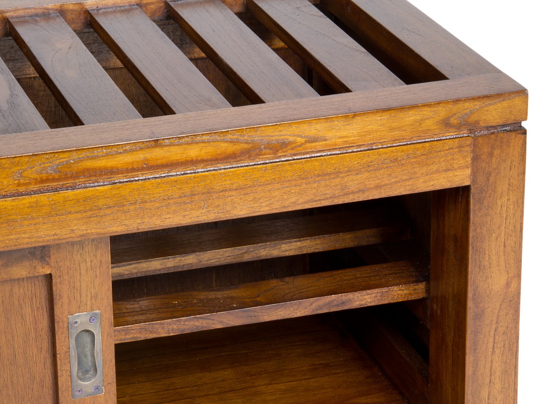 Banqueta para pie de cama o recibidor de madera con cojÃn