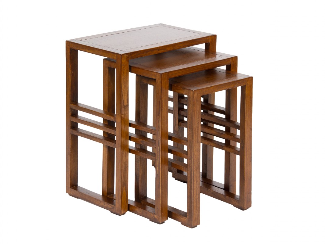 Juego de 3 mesas nido auxiliares de madera de acacia