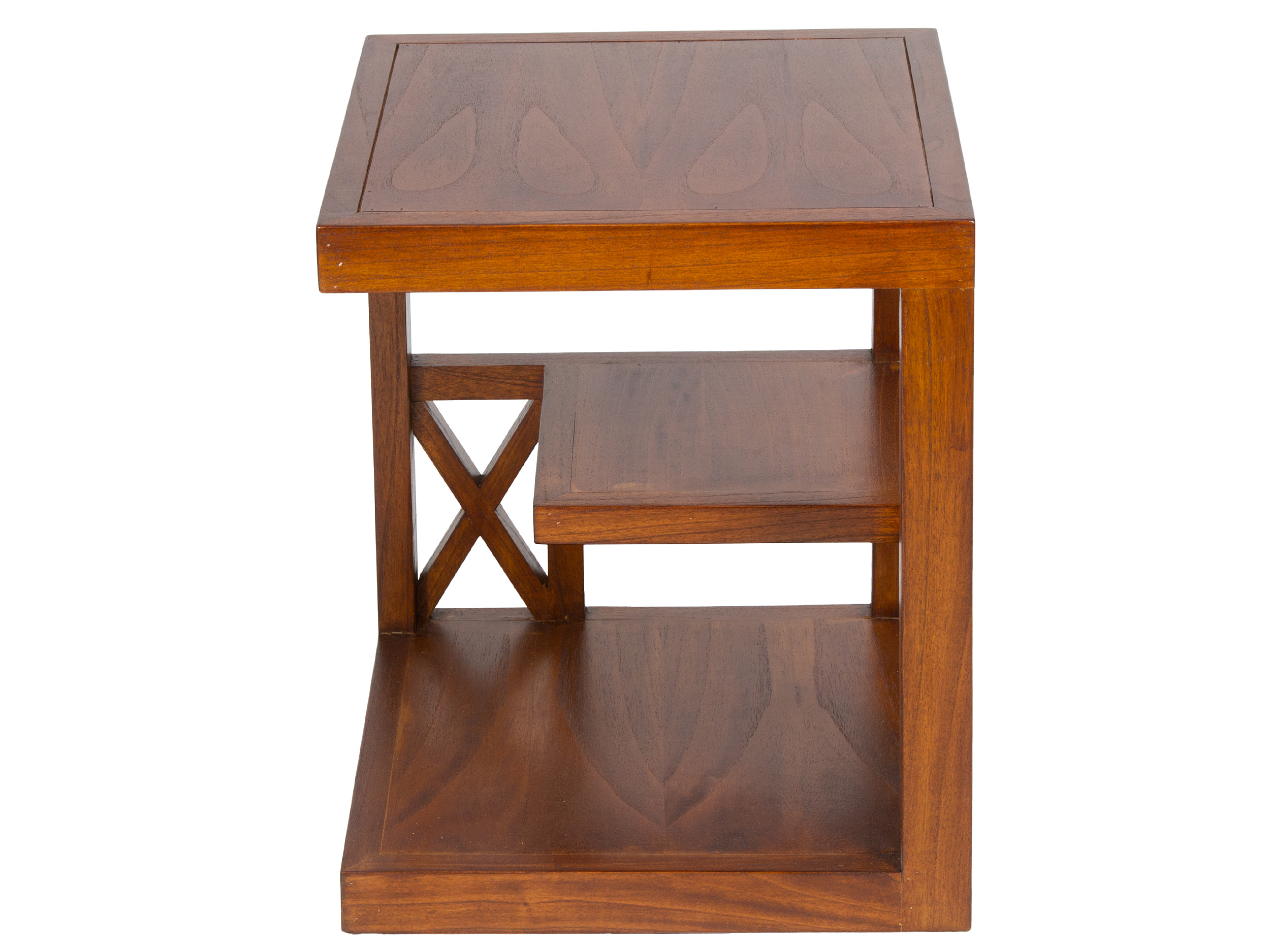 Mesa rinconera con estantes madera de acacia color nogal