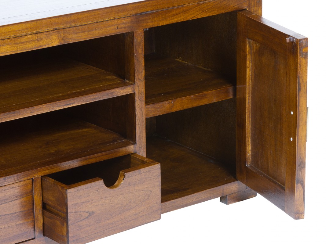 Mueble bajo para tv de madera con 2 puertas estilo rústico Muebles de madera rustica para tv
