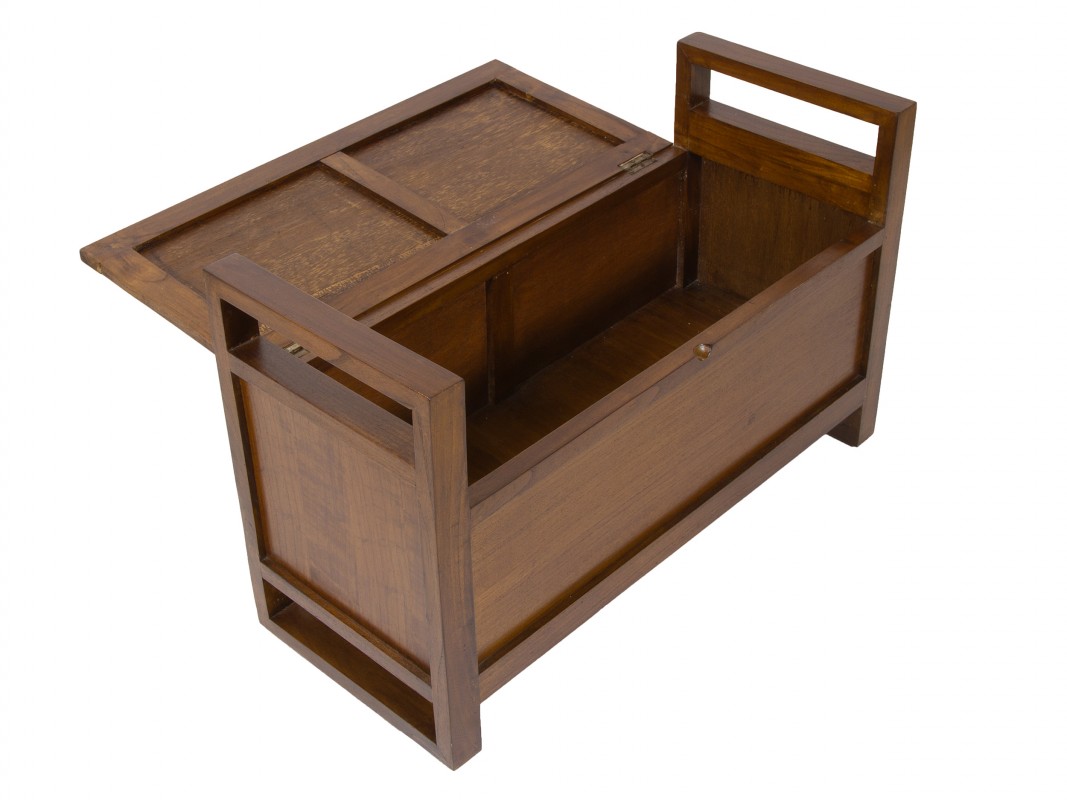 Banco baulero de madera con cojín - Bancos decorativos