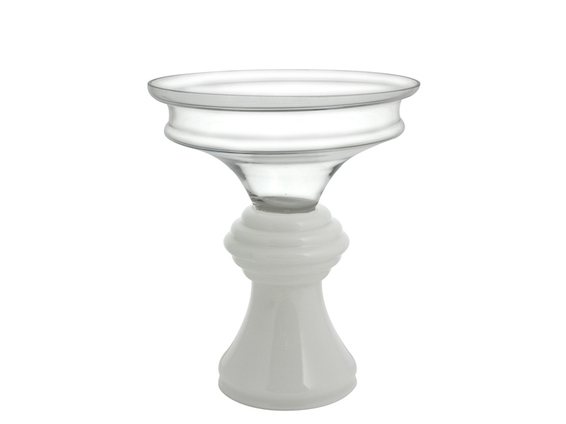 Jarrón de cristal pie blanco
