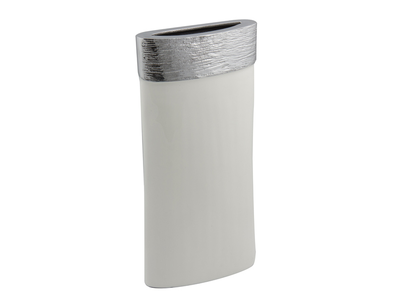 Jarrón de aluminio blanco alto