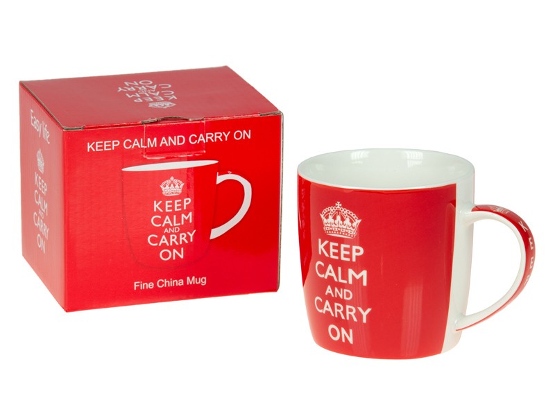 Taza café roja Keep Calm and Carry on