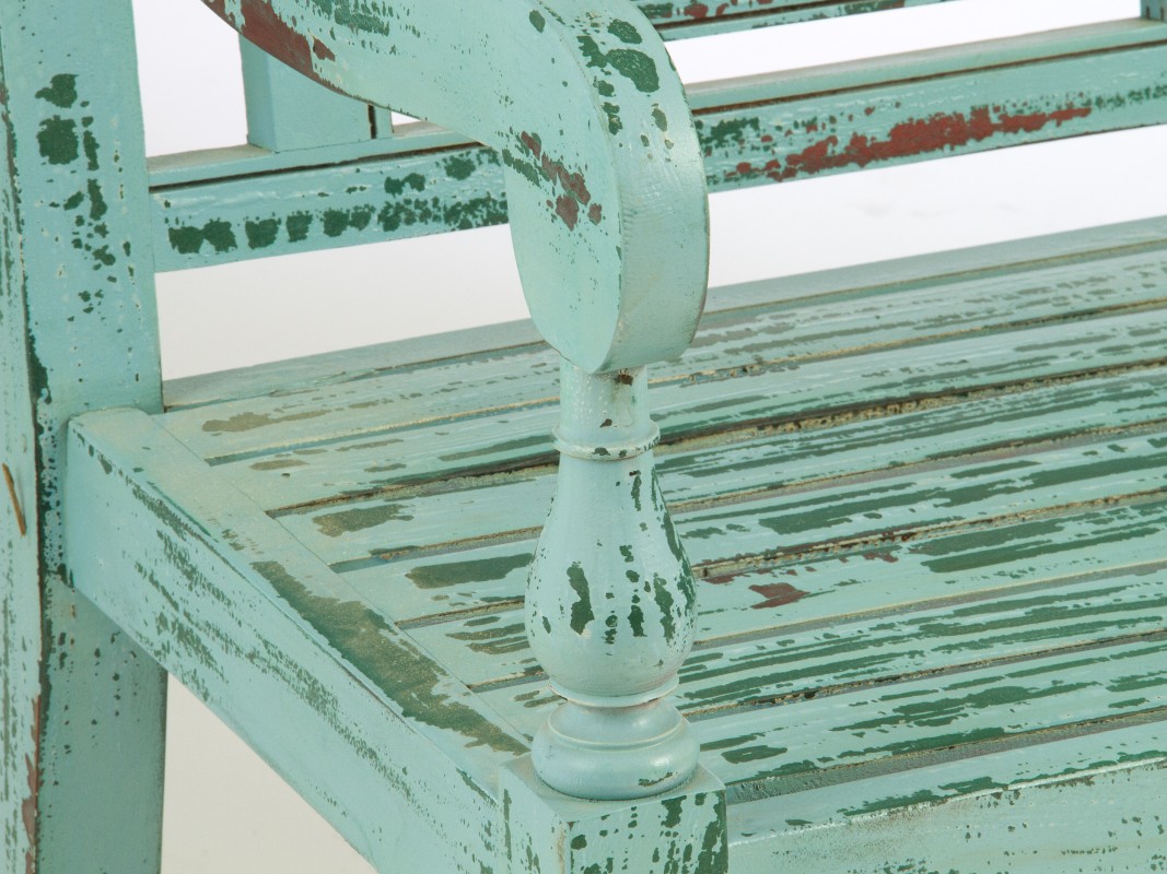 Banco vintage de madera decapada - Banco decoracion interior