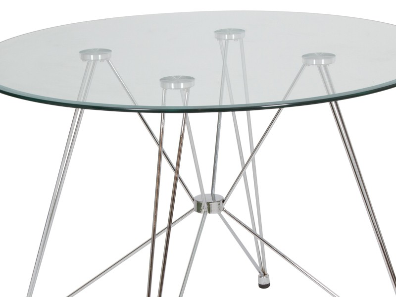 Mesa Auxiliar Redonda De Cristal - Diámetro 40 Cm, Altura 50 Cm, Base Negra Mate, Fabricada En Alemania