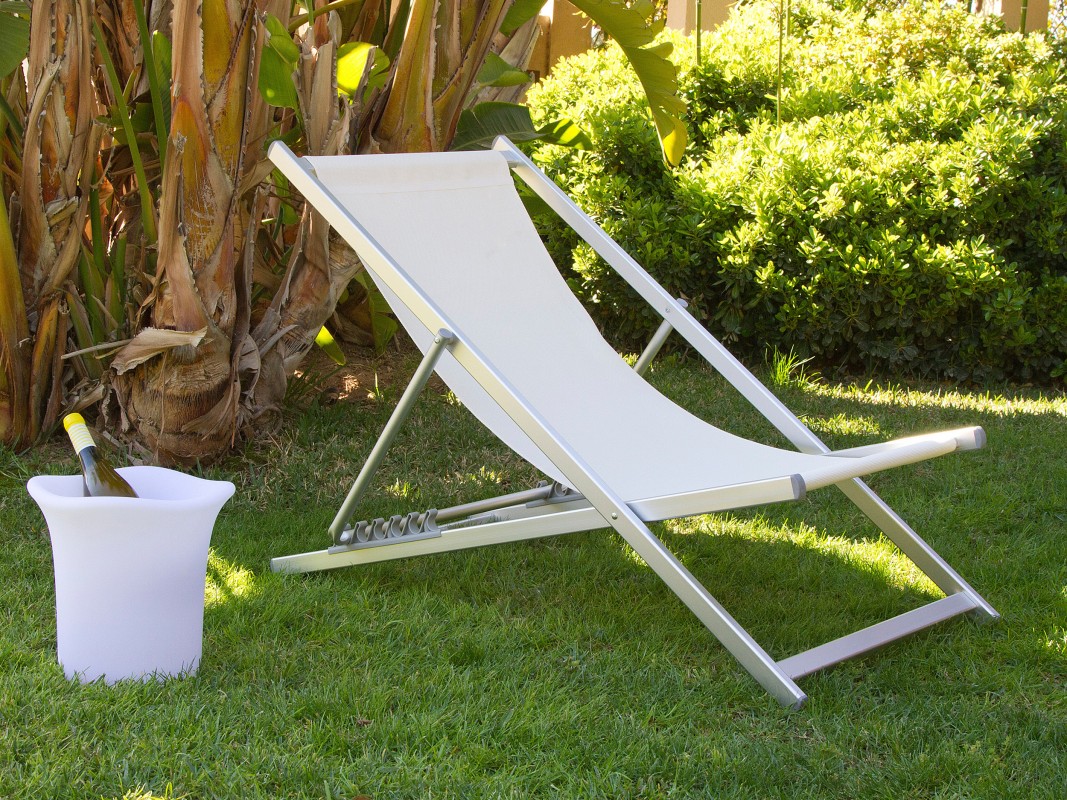 Silla reclinable jardín 5 posiciones de aluminio y tela