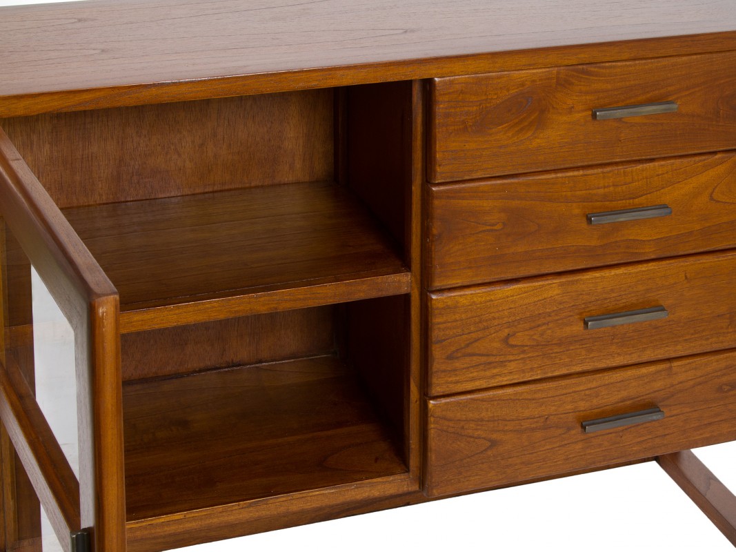 Aparador nogal pequeño de madera de acacia estilo colonial Armario Indoor Casero Paso A Paso ~ Aparador nogal pequeño de madera de acacia estilo colonial