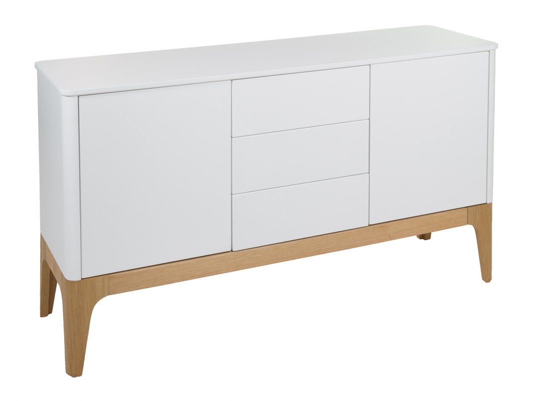 Aparador blanco y madera estilo nórdico con patas de roble Aparador Zapatos ~ Aparador blanco y madera estilo nórdico con patas de roble