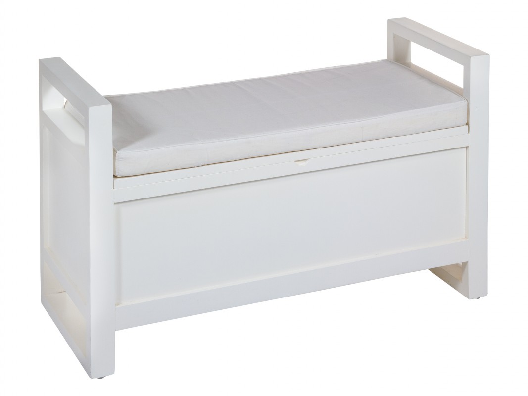 Converger Distraer sensor Banco arcón blanco madera - Banqueta baulera blanca