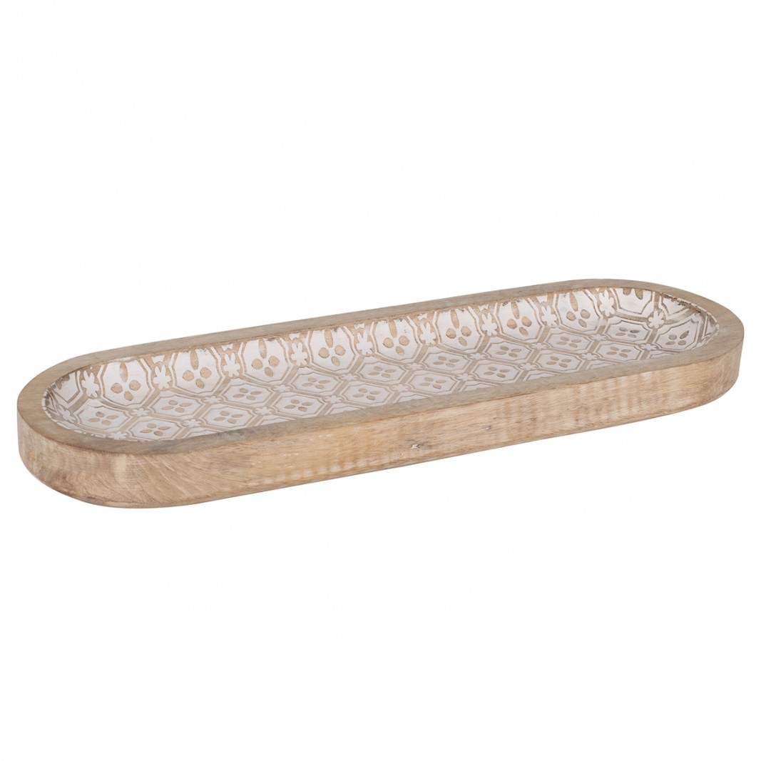 Bandeja vaciabolsillos blanco decapado, Madera 17 cm