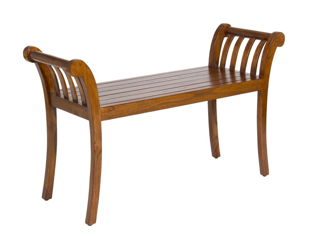 Banqueta doble de madera de mindi para dormitorio o entrada