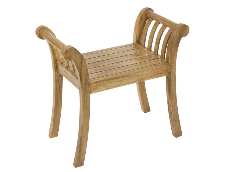Banqueta descalzadora pequeña de madera natural envejecida