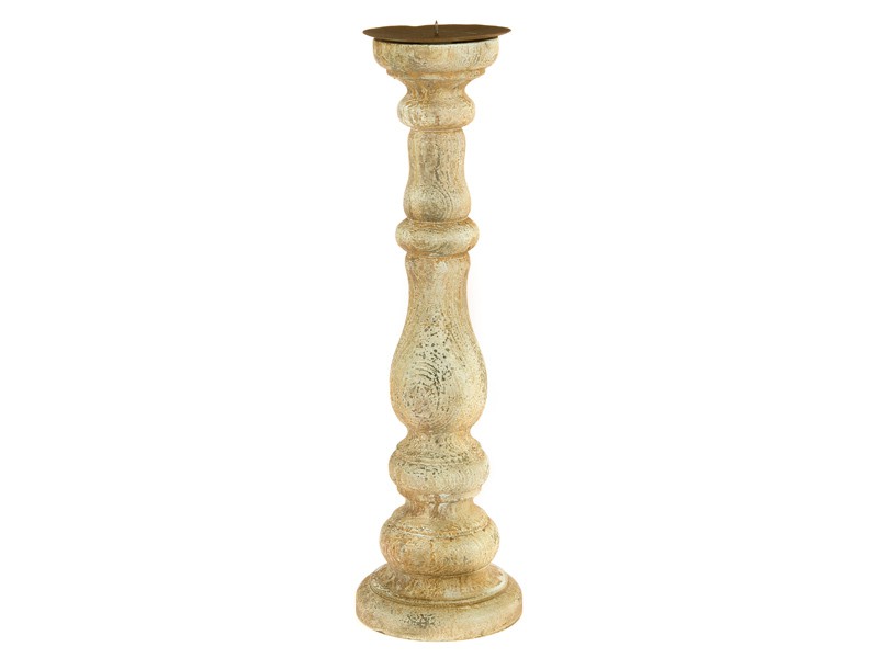 Candelabro de madera y metal