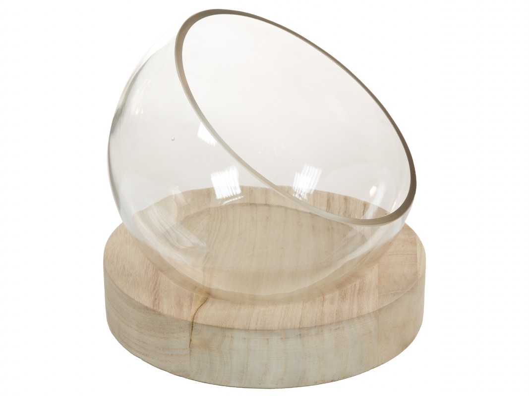 Centro mesa cristal con madera C