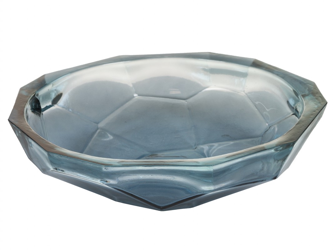 Centro mesa vidrio Origami azul 25x25x8