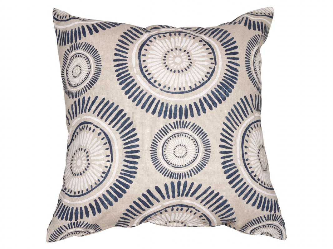 Cojín Roma estampado beige y azul 45x45 cm