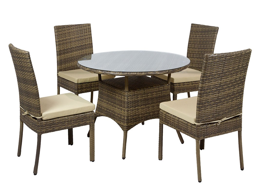 Conjunto Mesa y 4 Sillas Jardin Garbi de Ratán