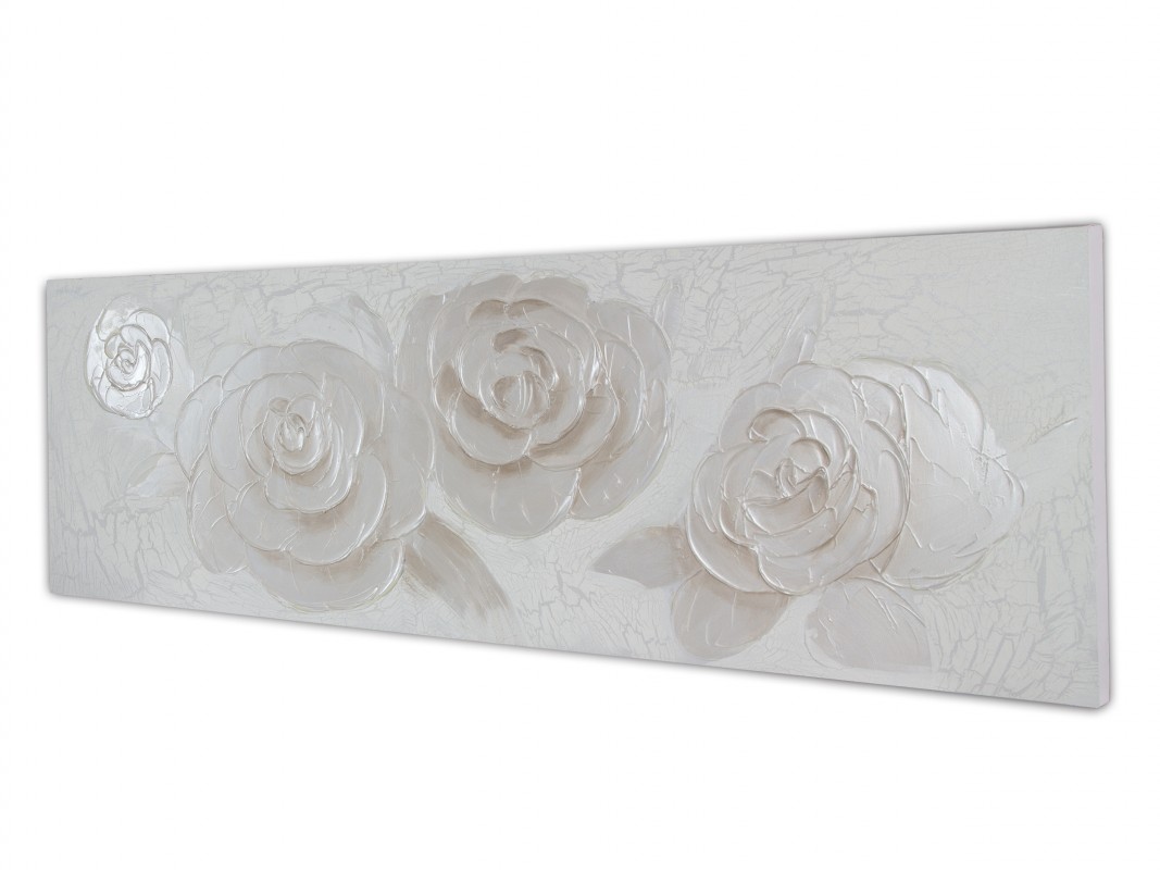 Cuadro al óleo blanco flores