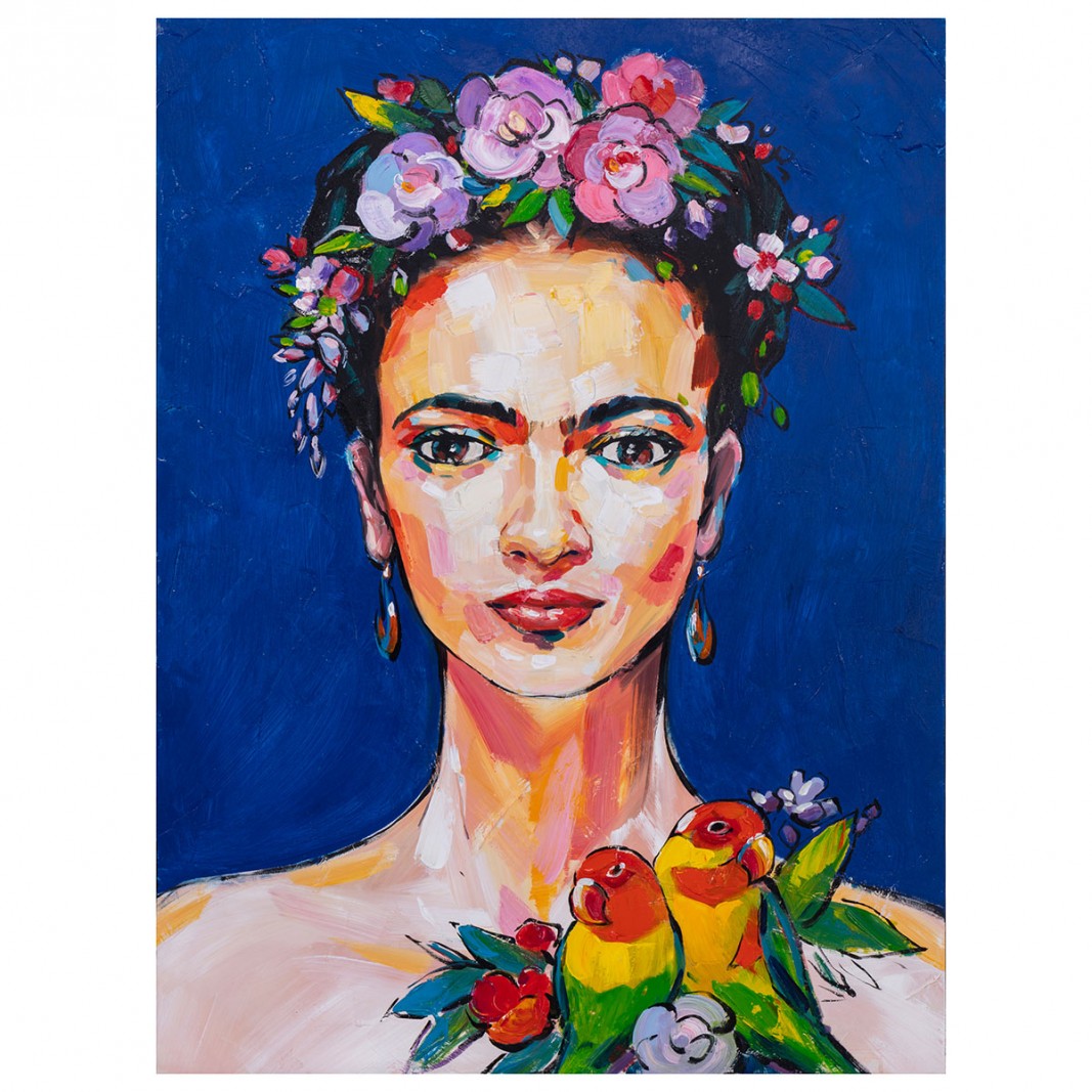 Cuadro Frida Kahlo mujer con flores en la cabeza