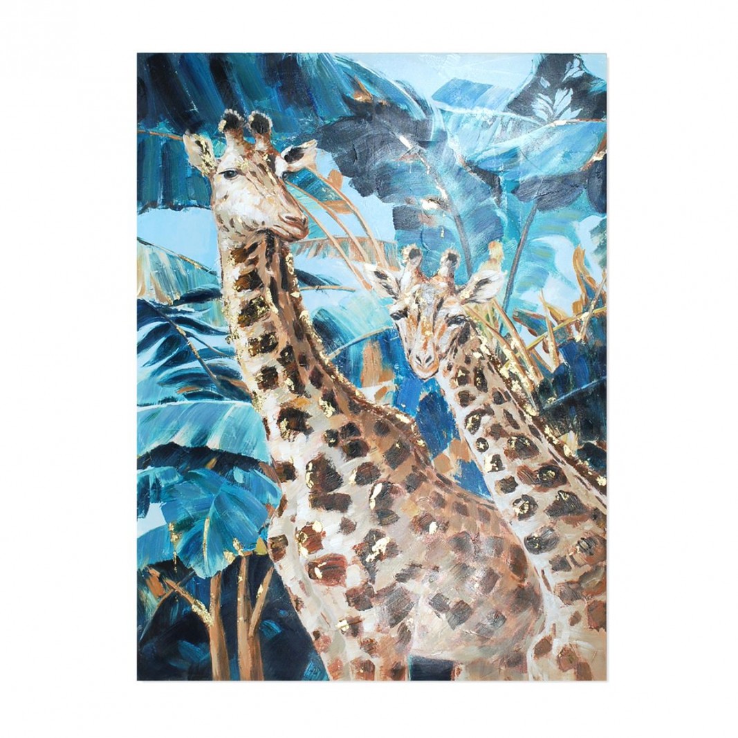 Cuadro óleo sobre lienzo de jirafas