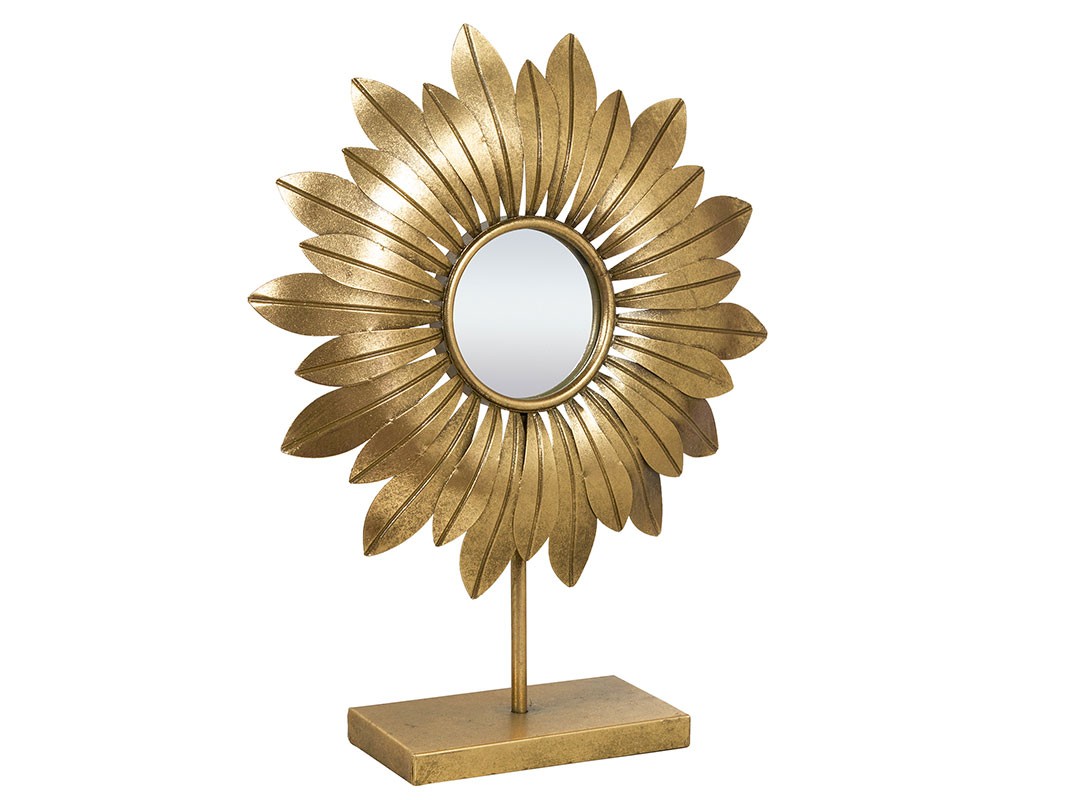 Espejo de mesa sol latón dorado vintage 34 cm