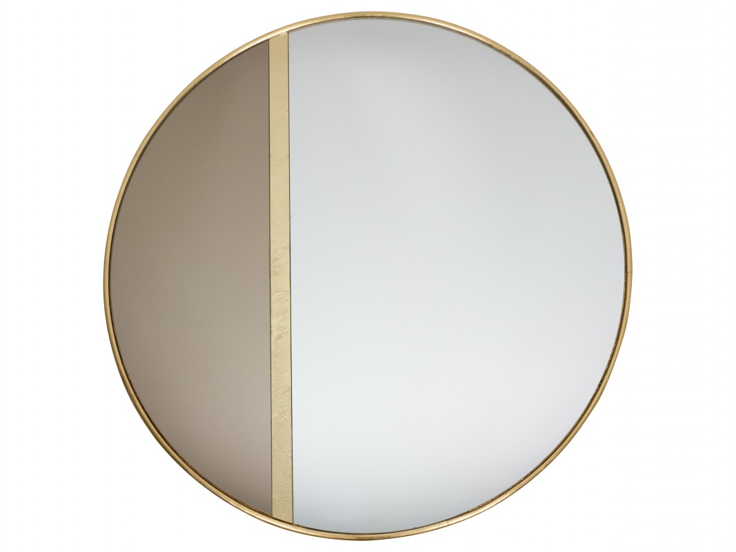 Espejo redondo moderno 80 cm de diámetro con marco dorado de aluminio