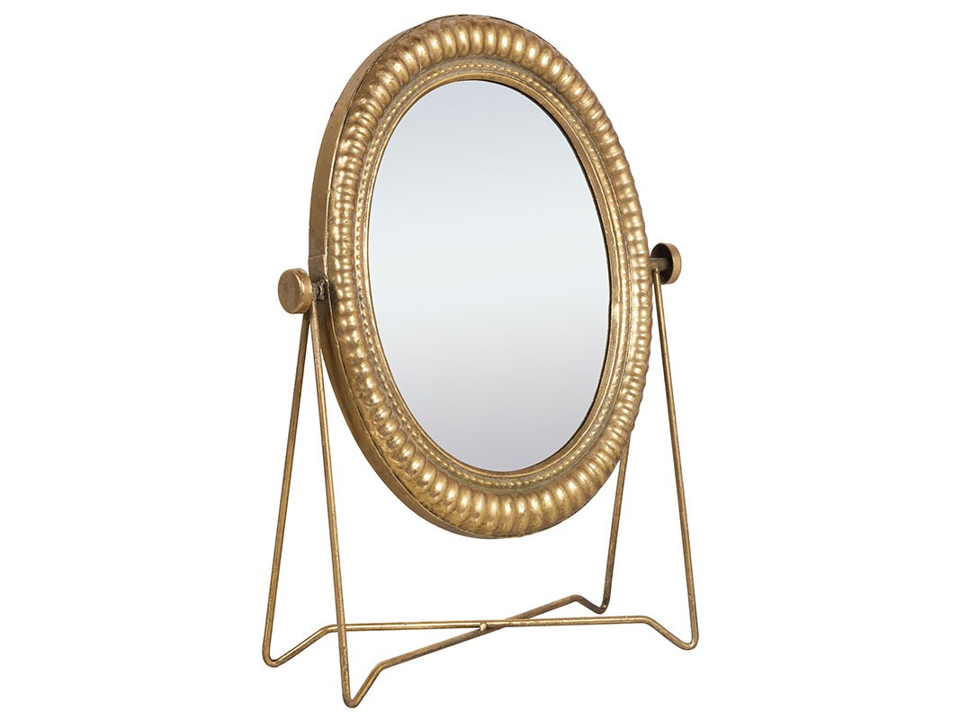 Espejo de Maquillaje Redondo Dorado de 55cm Espejo Vintage de Hierro Forjado 