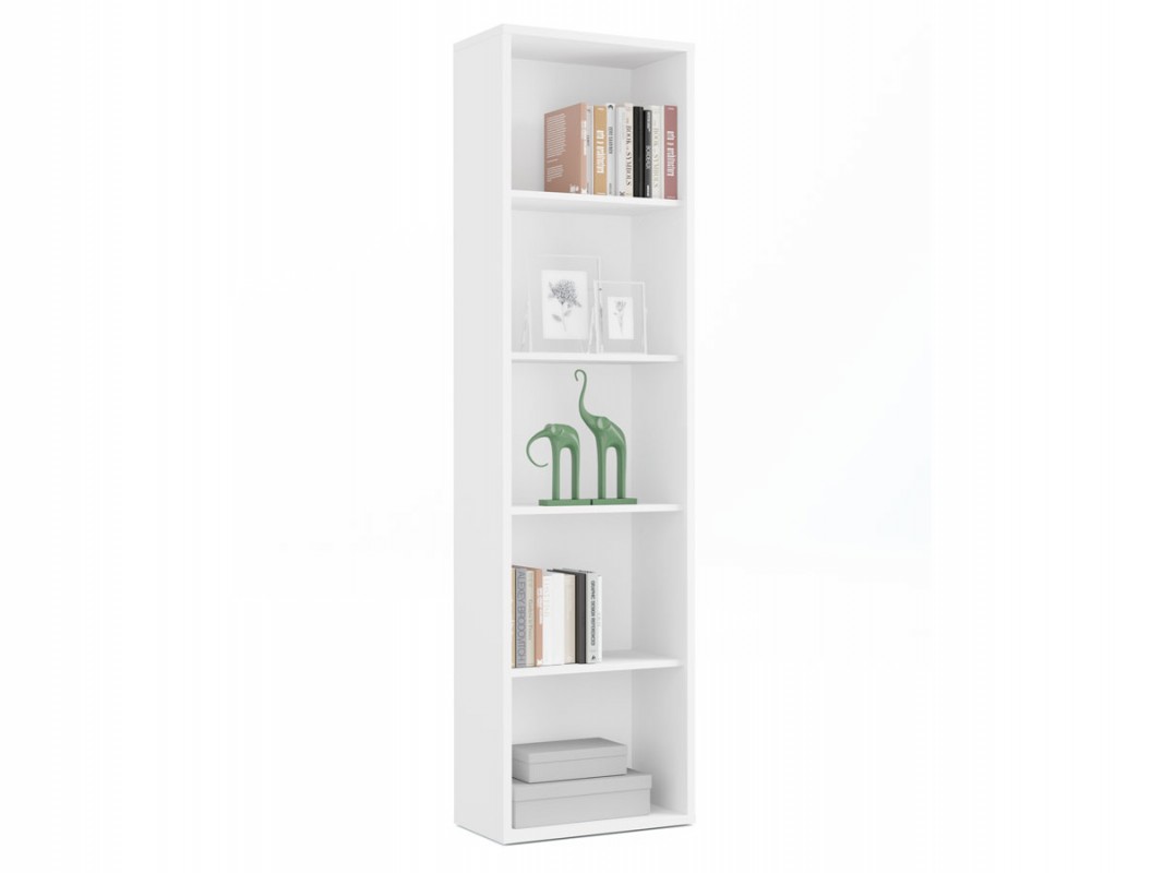 Librería pequeña estrecha 50 cm ancho blanco o roble