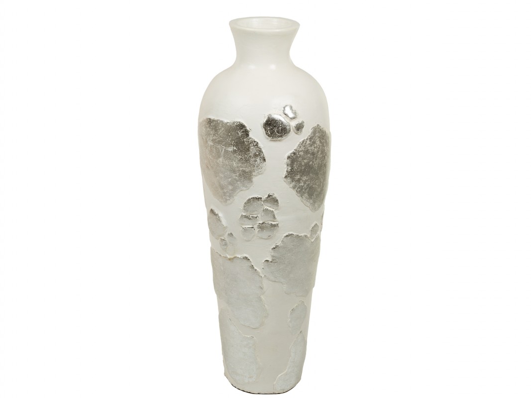 Jarrón terracota blanco 28x28x82 cm