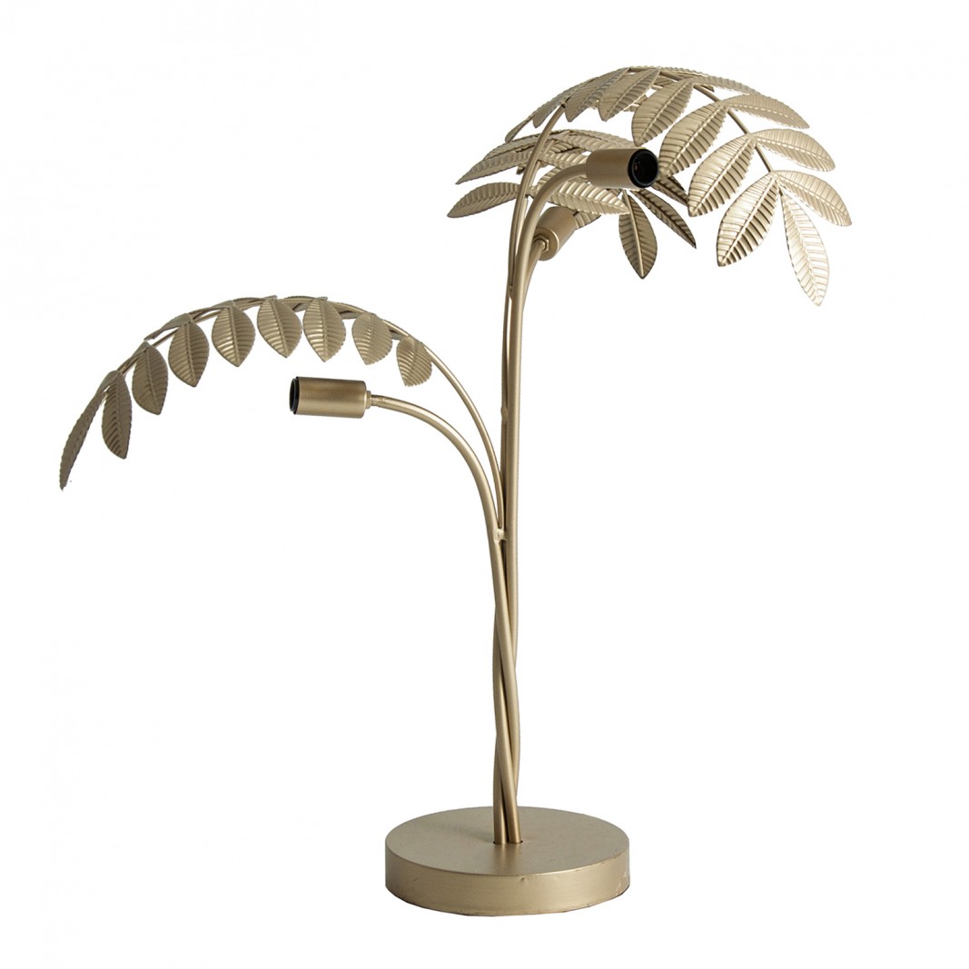 Lámpara de mesa de diseño hojas doradas 3 luces