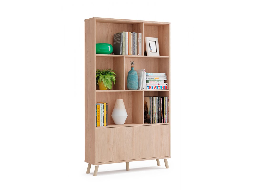 Librería de diseño de muebles en un pasillo con estanterías para