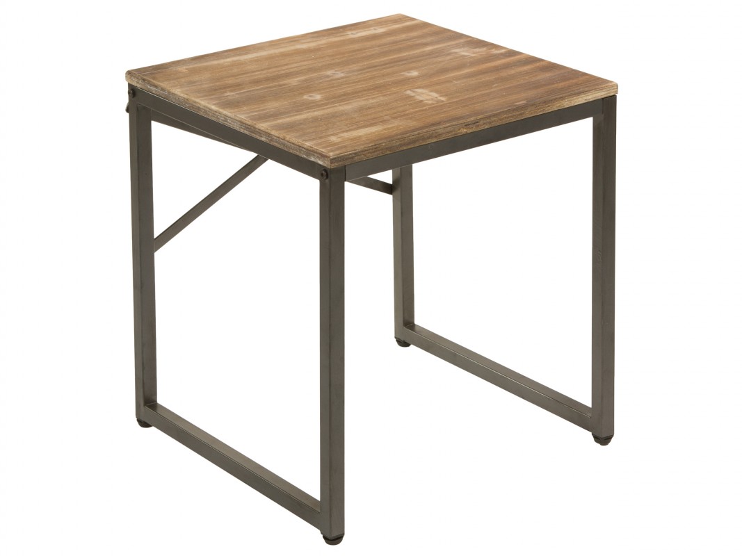 Mesa auxiliar en madera y metal LOFT 60 x 40 cm