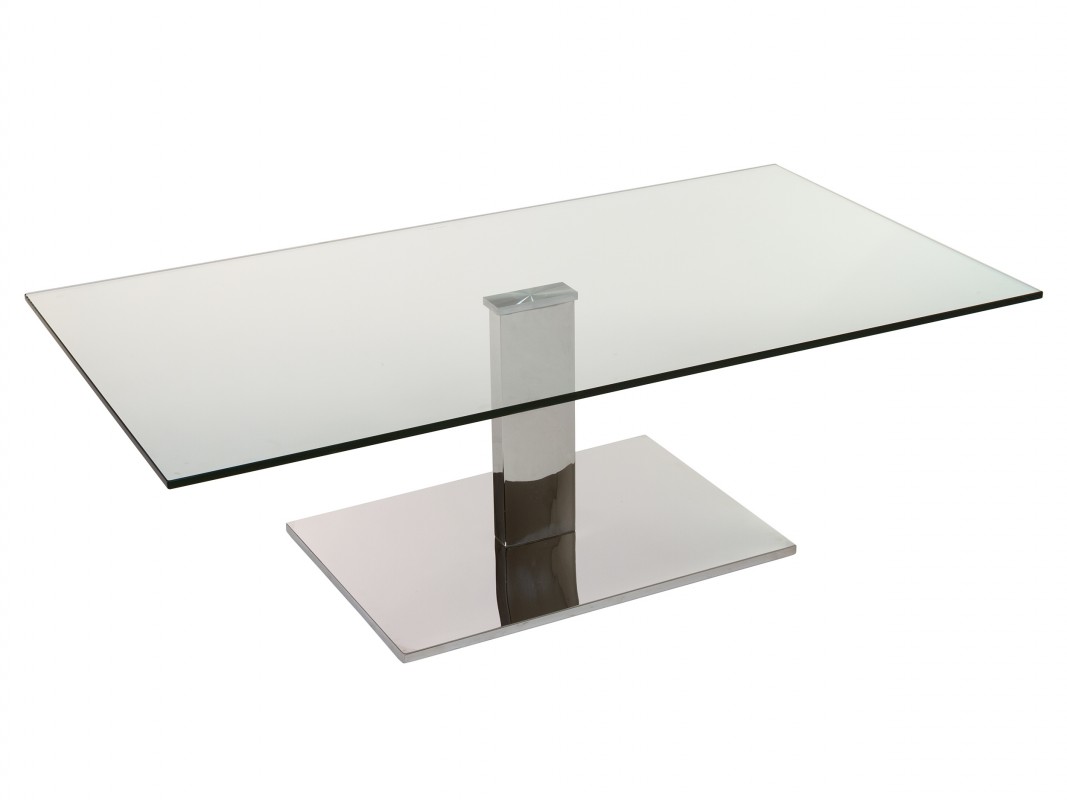 Mesa de centro moderna minimalista de acero y cristal transparente Mesa rectangular acero moderna