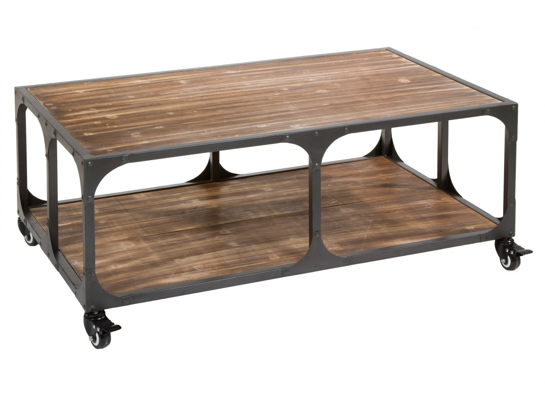 New York industrial coffee table on casters