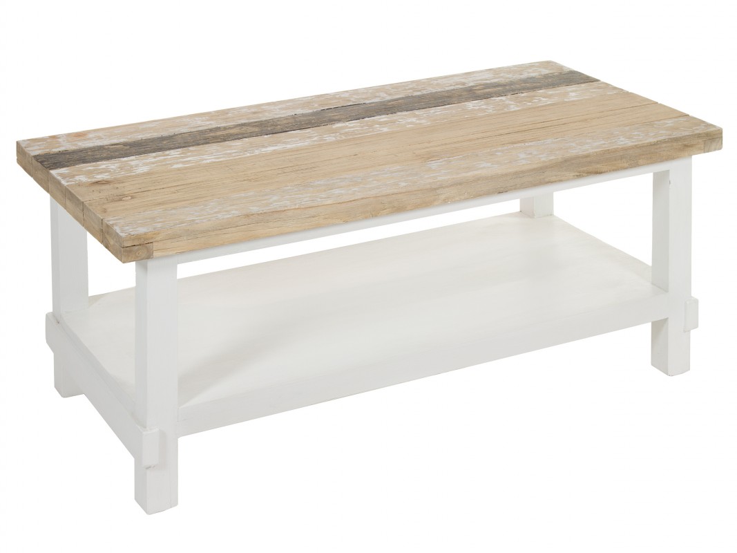 lila petróleo Escarpado Mesa de centro blanca vintage de madera decapada