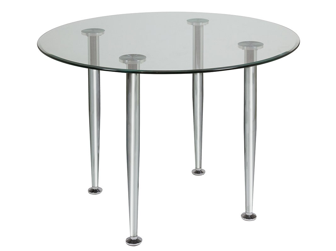 Mesa de diseño redonda de cristal y acero