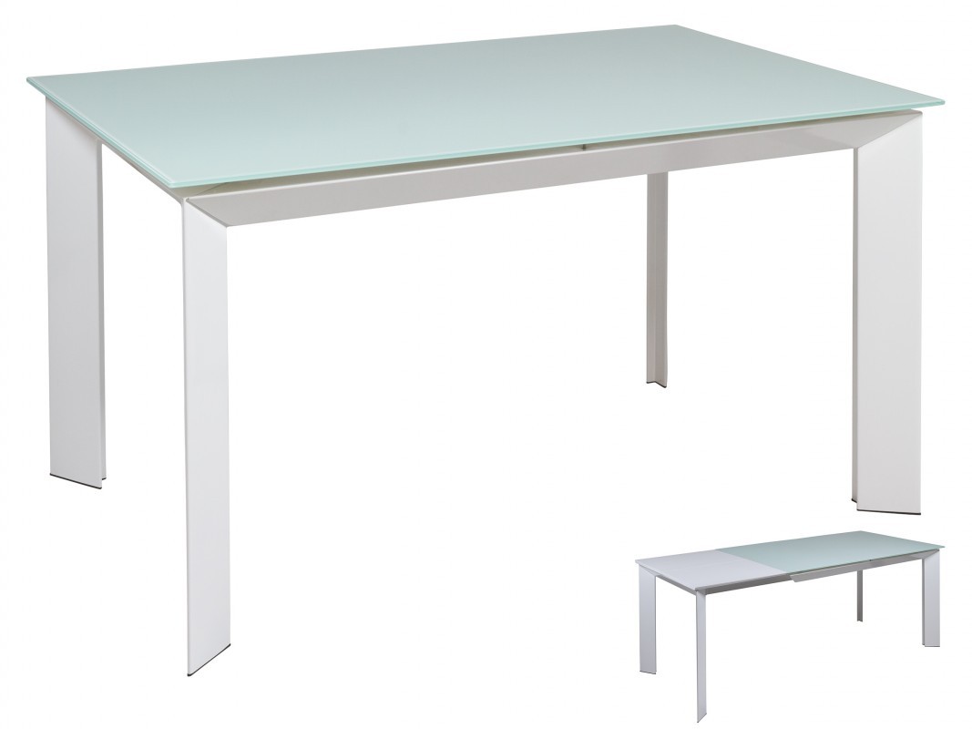 Mesa extensible en madera y cristal de estilo nordico