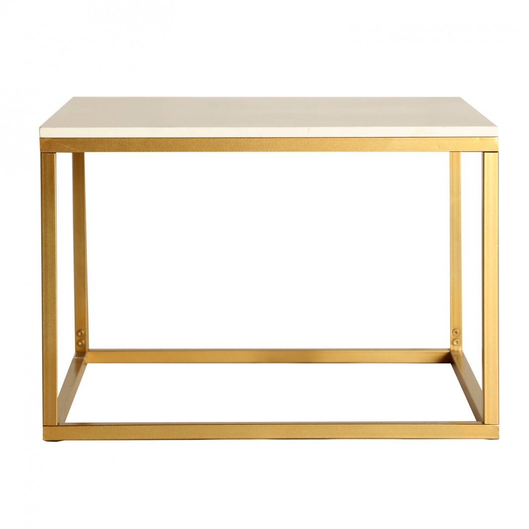 Mesa de centro moderna de mármol y patas doradas