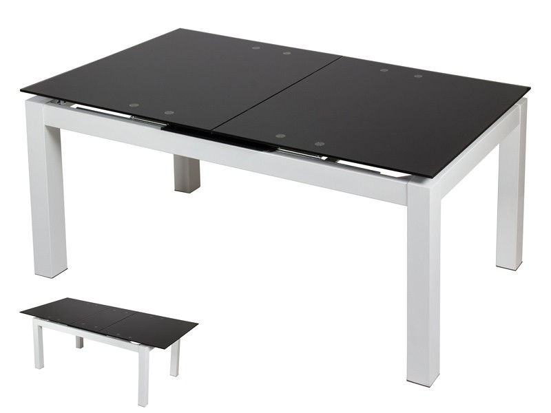 Mesa extensible para comedor de metal y cristal