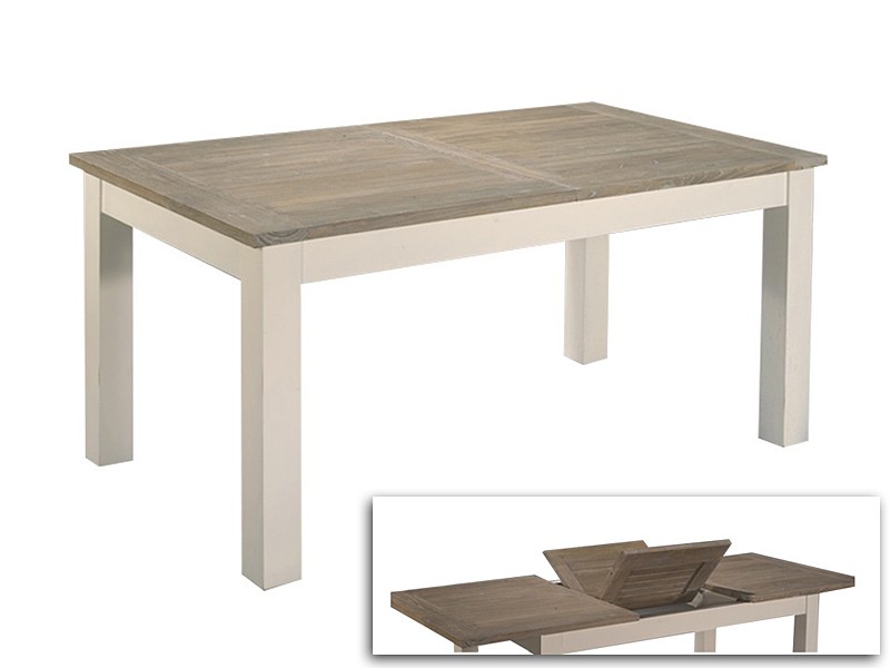 Mesa extensible madera blanco roto catálogo mesas extensibles Mesas de comedor color crema
